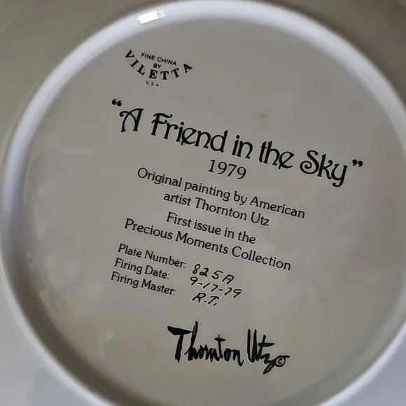 Thornton Ulz "A Friend In The Sky" Precious Moments Collection Plate - Picture 9 of 12